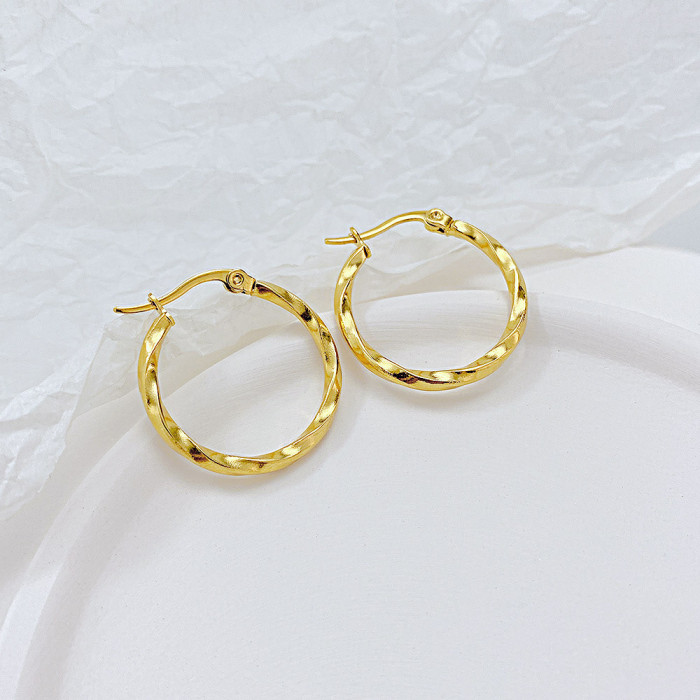 Wholesale Ornament Circular Earrings Geometric Fashion Trendy Titanium Steel Hoop Earring