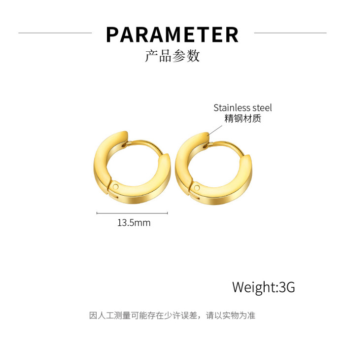 Wholesale Ornament Fashion Trendy Circle Gold Plated Stainless Steel Hoop Earring