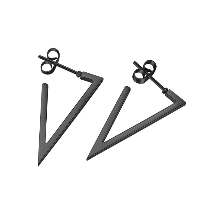 Wholesale Ornament Geometric Triangle Titanium Steel Ear Studs Open Earrings