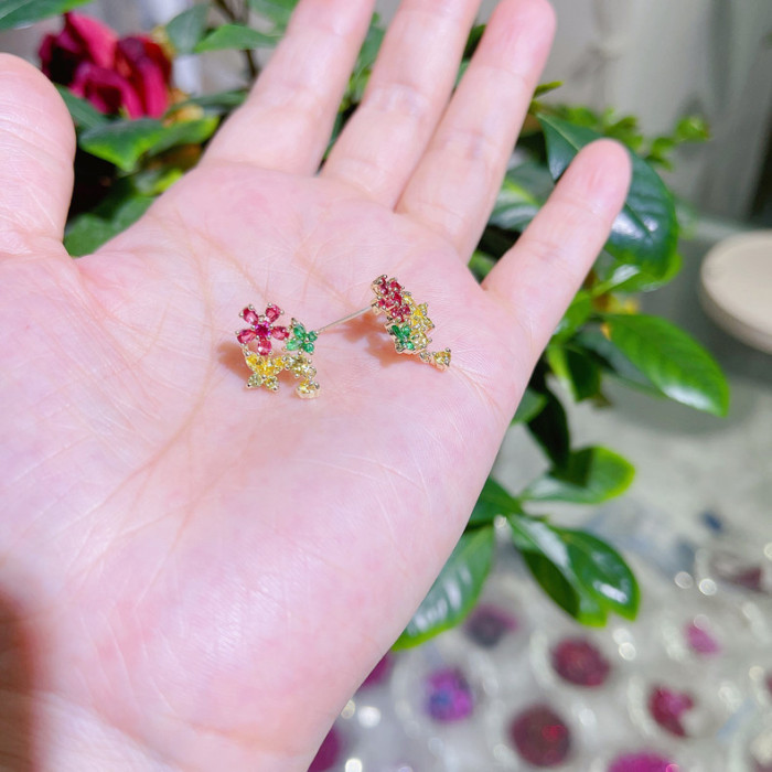 Wholesale Flower Earrings Zircon Crystal Earrings New Earrings