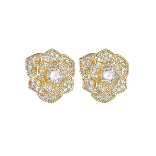 Wholesale Camellia Stud Earrings For Women Sterling Silver Needle Jewelry Earrings