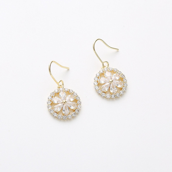 Wholesale Ruby Flower Earrings Big Flower Hook Fashion Jewelry Gift q1202