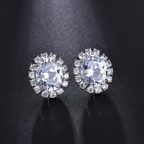 Wholesale Oval Stud Earrings Zircon Crystal Earrings 1124