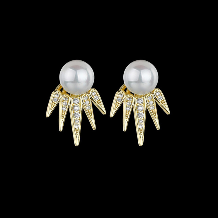 Wholesale Pearl Fashion Women Studs Zircon Earrings Jewelry
