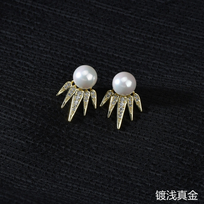 Wholesale Pearl Fashion Women Studs Zircon Earrings Jewelry