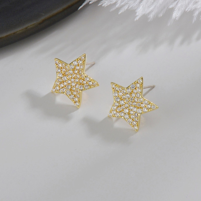 Wholesale Star Ear Studs Earrings New S925 Pure Silver Ear Pin Geometric Ornament