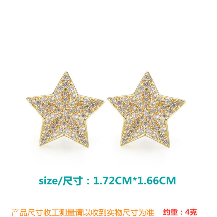 Wholesale Star Ear Studs Earrings New S925 Pure Silver Ear Pin Geometric Ornament