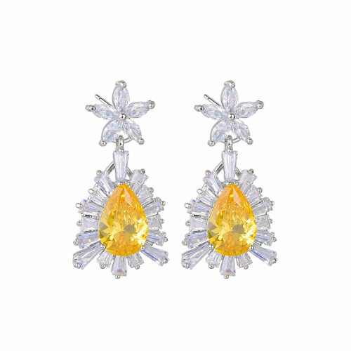 Wholesale Fashion Water Drop Zircon Crystal Eardrops Dangel Earrings Women Gift