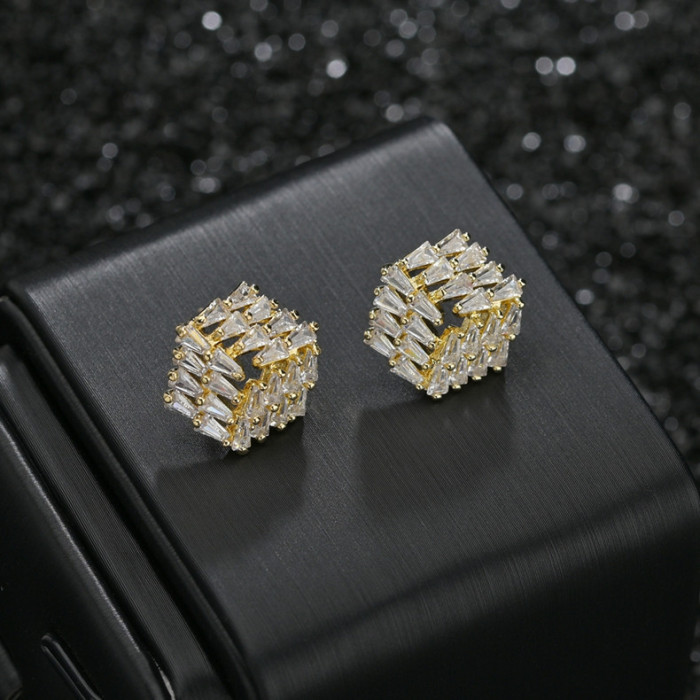 Wholesale Sterling Silver Needle Zircon Stud Earrings Jewelry Women Fashion