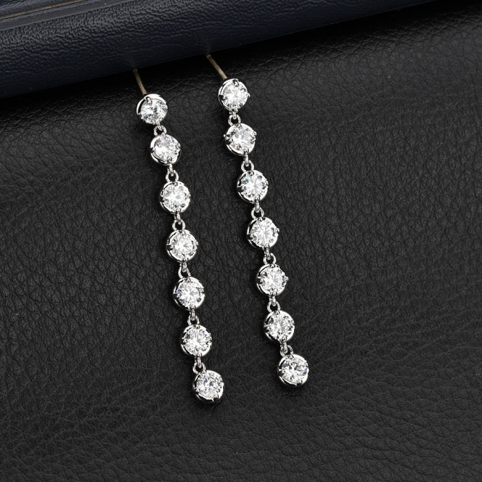Wholesale Zircon Crystal Earrings Zircon Crystal Eardrops Long Earrings 933