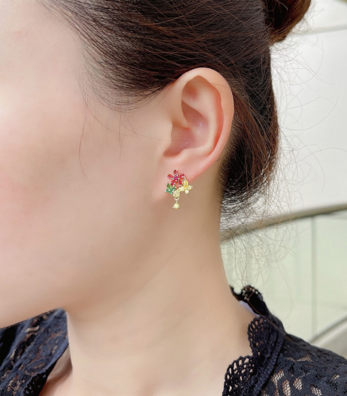 Wholesale Flower Earrings Zircon Crystal Earrings New Earrings
