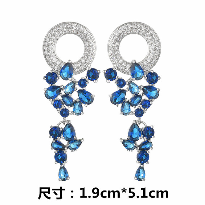 Wholesale Crystal Earring 925 Silver Ear Studs Drop Earring Jewelry Fashion Women Gift qx1444