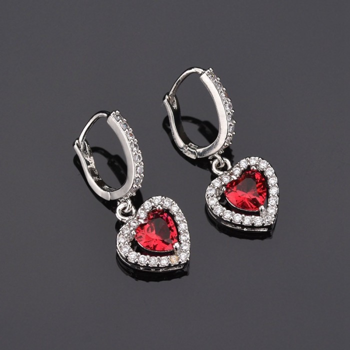 Wholesale Heart Crystal Zircon Earrings Ornament