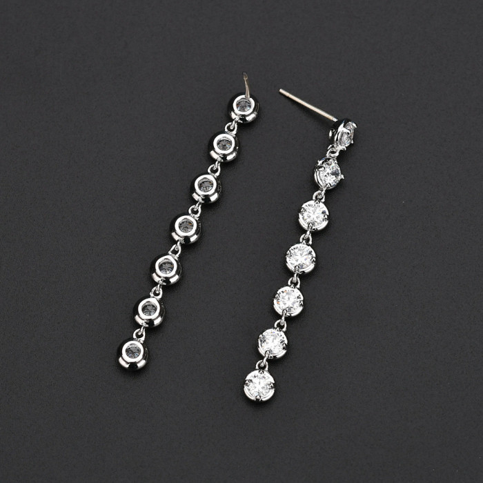 Wholesale Zircon Crystal Earrings Zircon Crystal Eardrops Long Earrings 933