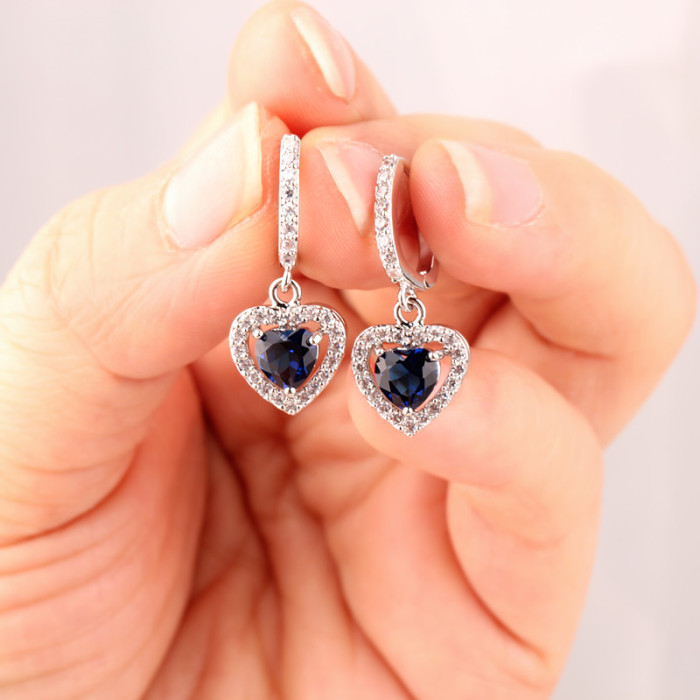 Wholesale Heart Crystal Zircon Earrings Ornament