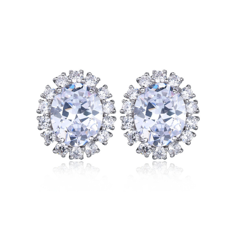 Wholesale Oval Stud Earrings Zircon Crystal Earrings 1124