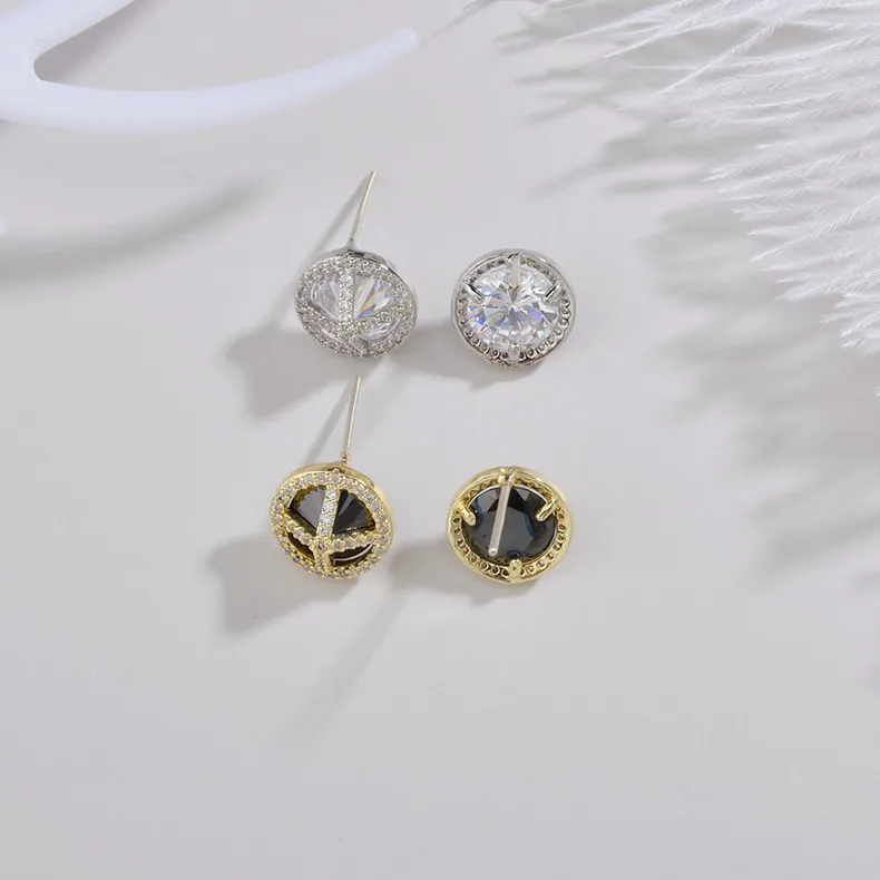 Wholesale Fashion Women Trendy Zircon Simple Sterling Silver Needle  Earrings