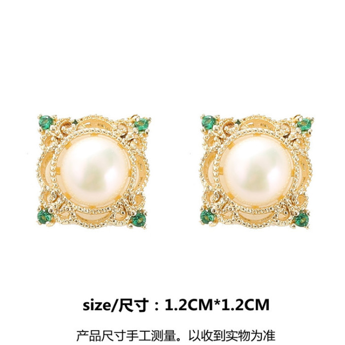 Wholesale Fashion Women Trendy Zircon Simple Brand Cute Luxury Promotion Unique Gift Pearl  Earrings Trend Korean Jewelry