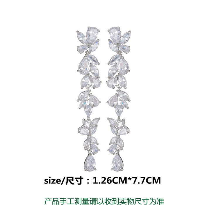Wholesale Fashion Zircon Trendy Long Women's Earrings Jewelry qx1639
