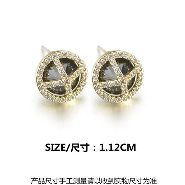 Wholesale Fashion Women Trendy Zircon Simple Sterling Silver Needle  Earrings