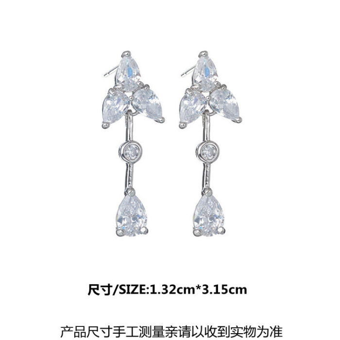 Wholesale Fashion Women Trendy Zircon Simple Brand Cute  Luxury Gift Stud Water Drop  Earrings Women's Jewelry Christmas