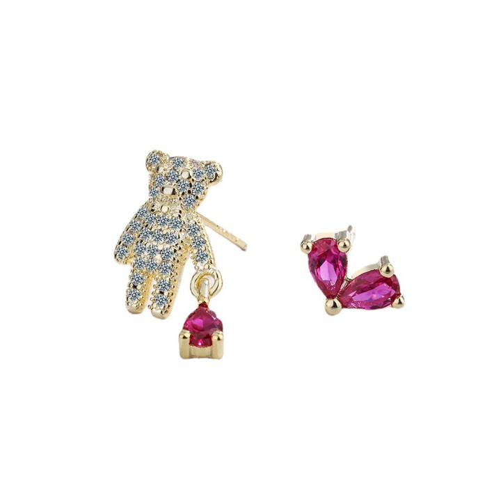 Rhinestone Love Heart Stud Earrings for Women Christmas Gift Women's Jewelry Earring Fashion Accessories