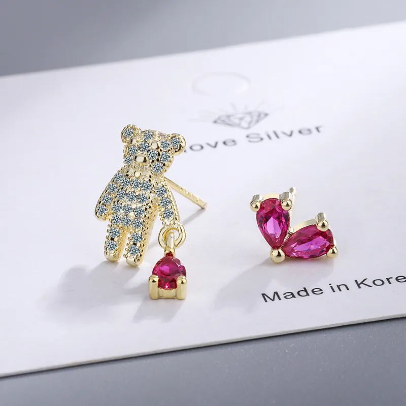 Rhinestone Love Heart Stud Earrings for Women Christmas Gift Women's Jewelry Earring Fashion Accessories