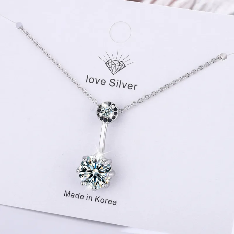 Black Diamond Shining Diamond Zircon Necklace Women's Short Clavicle Chain  553