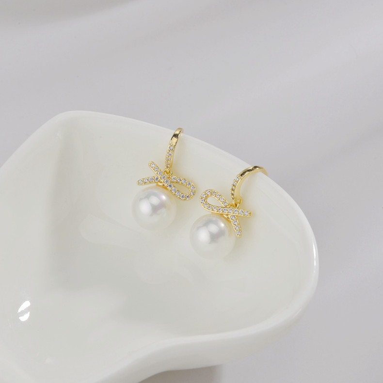 Pearl Earrings New Women's 10mm Fashion Women Trendy Zircon Earring qxe006