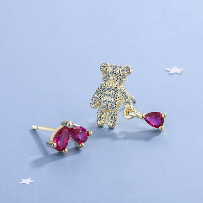 Rhinestone Love Heart Stud Earrings for Women Christmas Gift Women's Jewelry Earring Fashion Accessories
