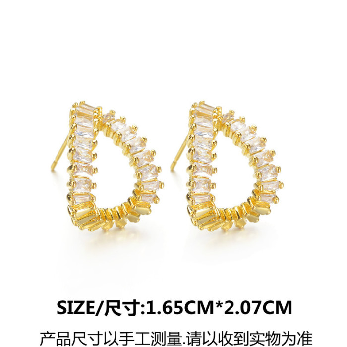 Wholesale Fashion Women Trendy Zircon Simple Brand Cute Luxury Promotion Unique Gift Stud Earrings Women's Jewelry Christmas q1649