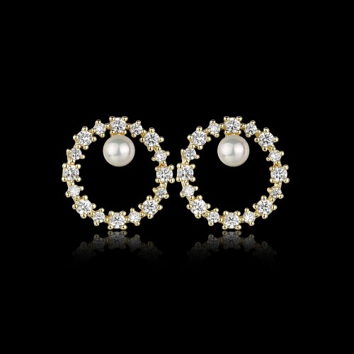 S925 Sterling Silver Needle Zircon Pearl Fashion Earrings Women's Jewelry Christmas