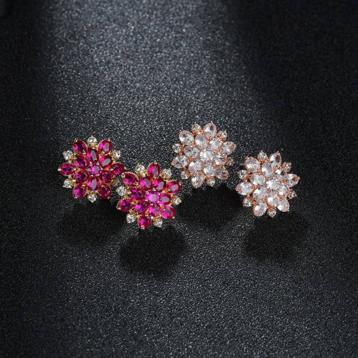 Wholesale Big Flower Girls Stud Earrings S925 Sterling Silver Earring/Pin Snowflake Earrings Women Gift  1489