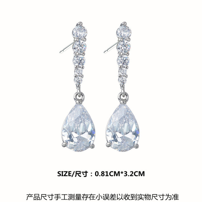Wholesale 925 Sterling Silver Ear Studs Crystal Earrings Women Gift 687