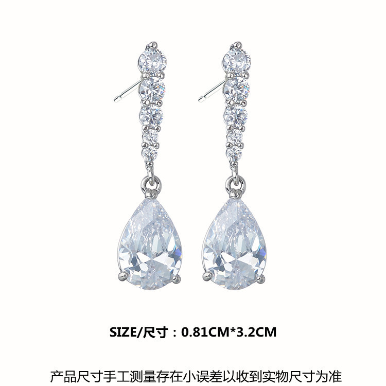 Wholesale 925 Sterling Silver Ear Studs Crystal Earrings Women Gift
