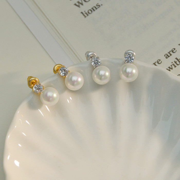 Wholesale Pearl Stud Earrings Gold-Plated Earrings Women Gift 1627