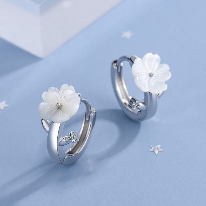 Wholesale Shell Petal Clip On Earring Flower Hoop Earring Women Gift