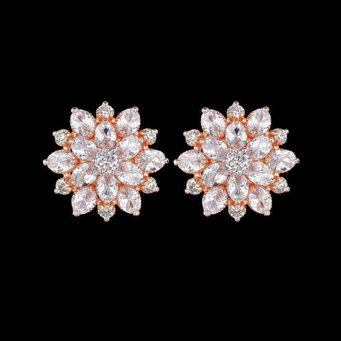 Wholesale Big Flower Girls Stud Earrings S925 Sterling Silver Earring/Pin Snowflake Earrings Women Gift  1489