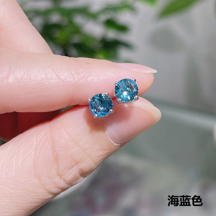 Wholesale Zircon Crystal Stud Earrings Four-Claw Stud Earrings Women Gift