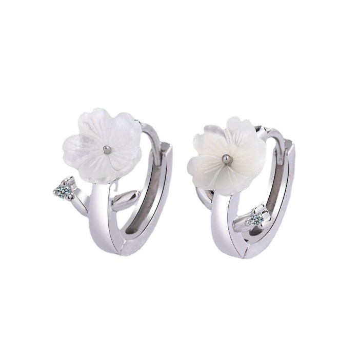 Wholesale Shell Petal Clip On Earring Flower Hoop Earring Women Gift