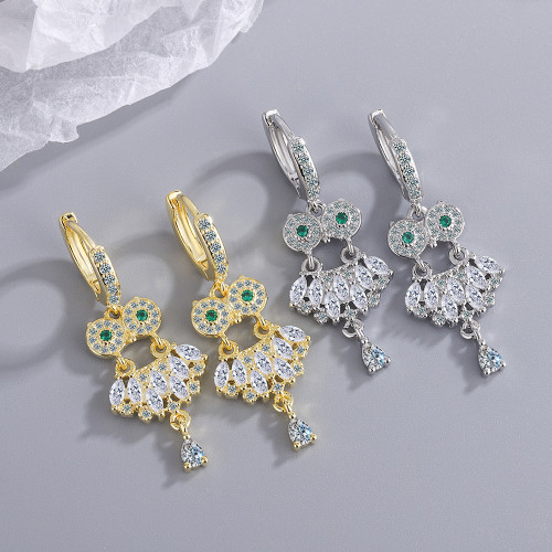 Wholesale Owl Clip On Earring Long Earrings Fringed Zircon Animal Earrings Women Gift