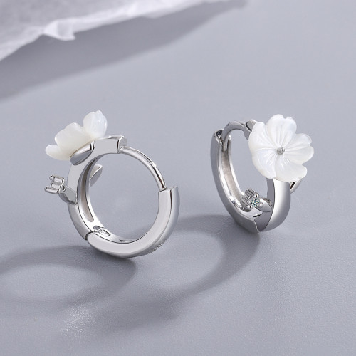 Wholesale Shell Petal Clip On Earring Flower Hoop Earring Women Gift