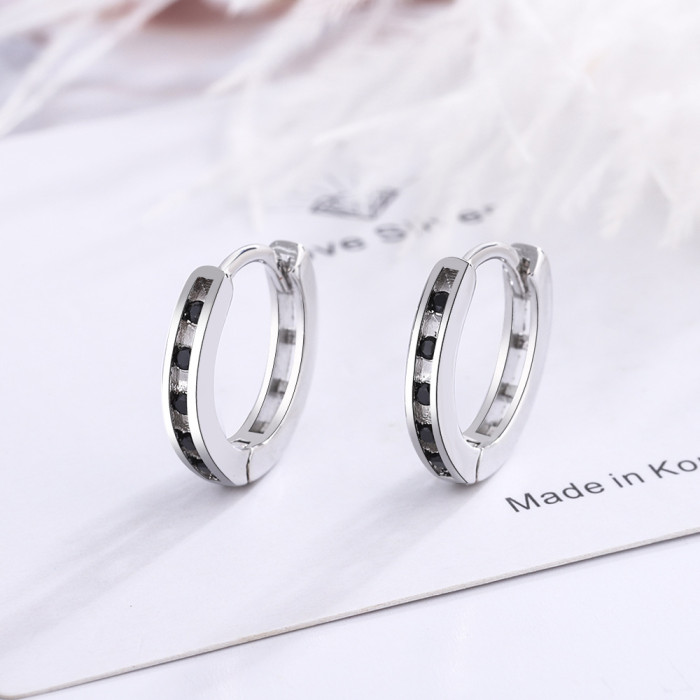Wholesale Gang Drill Clip On Earring Women's Round Black Zirconium Diamond Fashion Women Gift 655