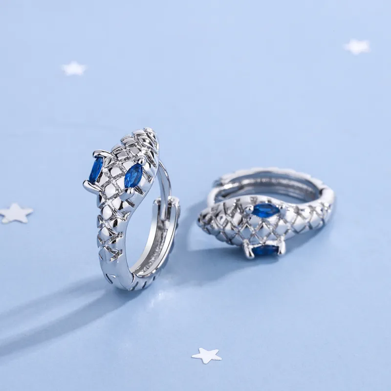 Wholesale Clip On Women Snake Hoop Earring Blue Diamond Animal Hoop Earring Women Gift  665