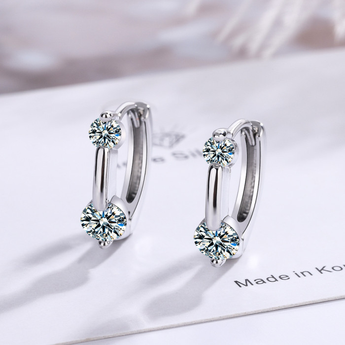 Wholesale Fashion Women's Double Diamond Clip On Earring Eardrops Women Gift 651