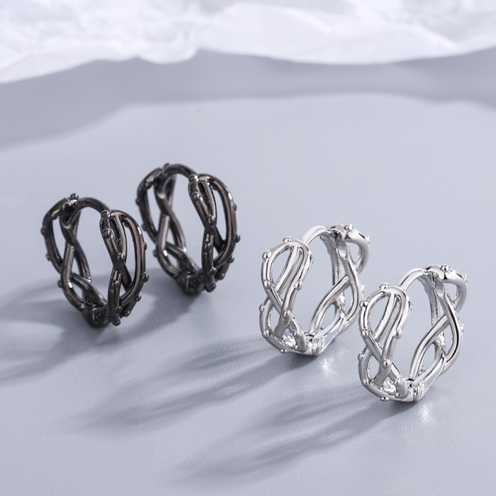 Wholesale Vine Clip On Women Branches Cross Line Hoop Earring Women Gift 664