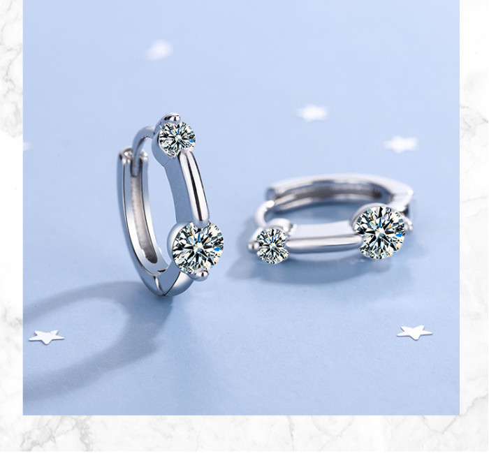 Wholesale Fashion Women's Double Diamond Clip On Earring Eardrops Women Gift 651