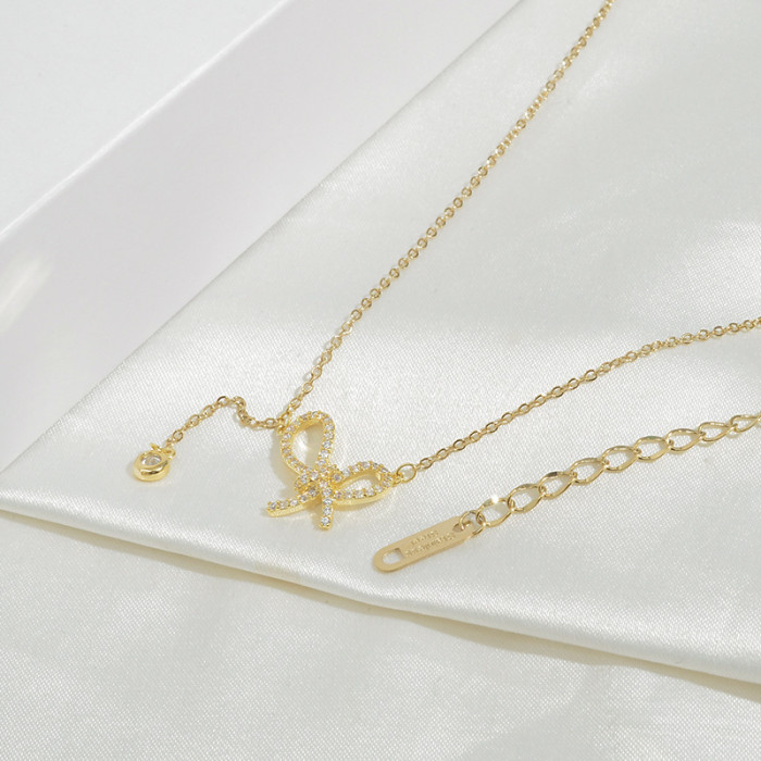 Rhinestone Bow Necklace for Women 2021 Luxury Ins Ornament Luxury Jewelry