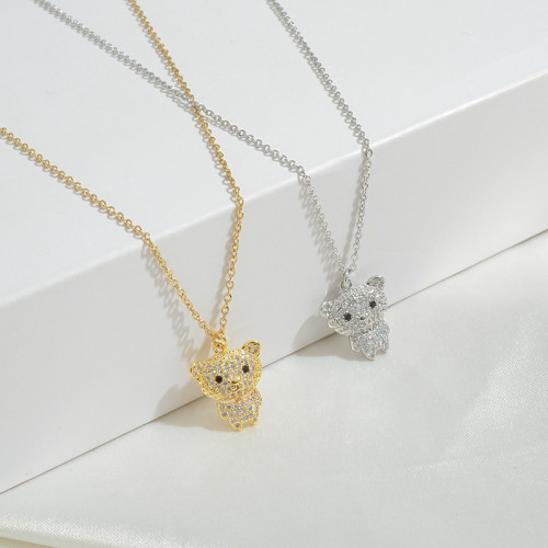 Original Design Bear Necklace Female Zircon 2021 Genuine Ornament  Accessories Jewelry Women Gift