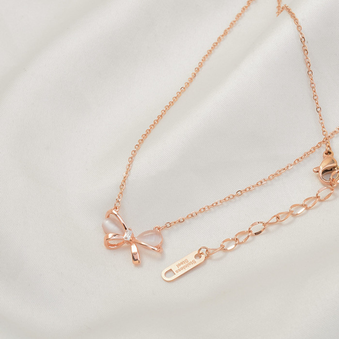 Women's Korean Style Fashionable Luxury Bow Necklace Women Jewelry Gift